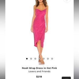Lovers and Friends Noah Wrap Dress in Hot Pink